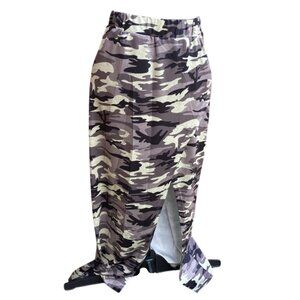 Sofia's Choice Camouflaged Front Slit Maxi Skirt - Size: Small